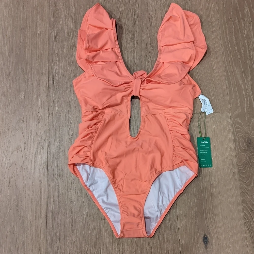 Coral Ruffled Swimsuit